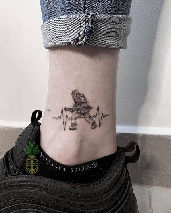 Small ankle tattoo for firefighters by @tattoo_pineapple