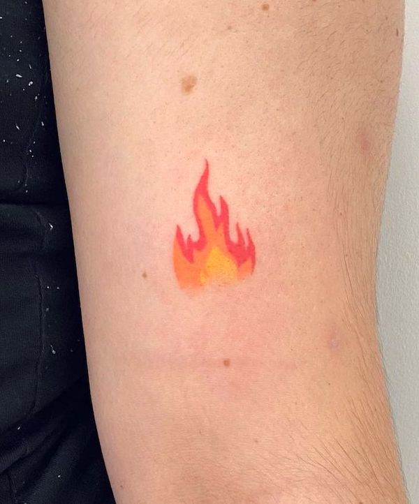 Small fire tattoo by @densha_tattoo