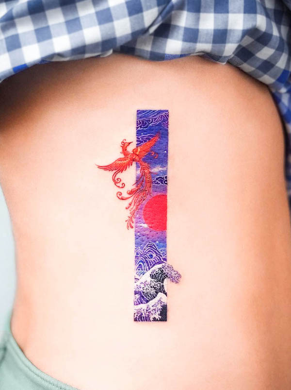 Japanese phoenix tattoo for women by @tattooist_eq