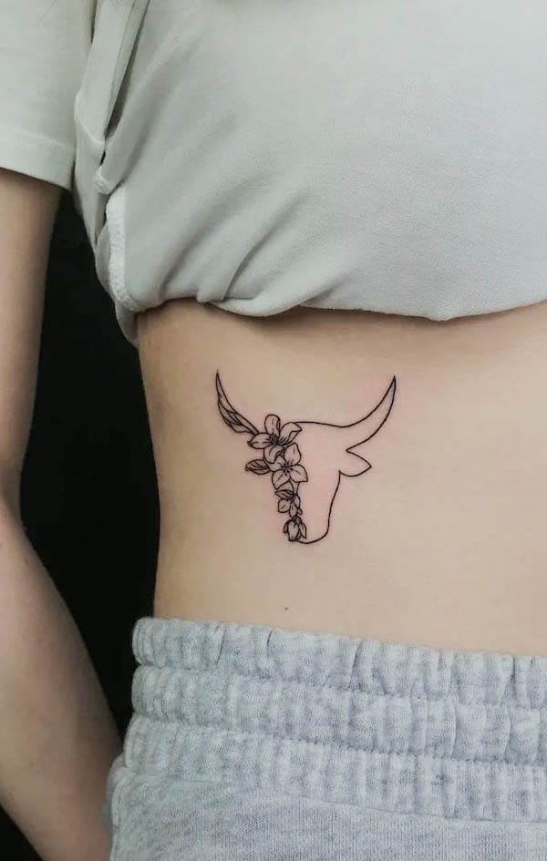 Bull rib cage tattoo by @olimpia.ink_