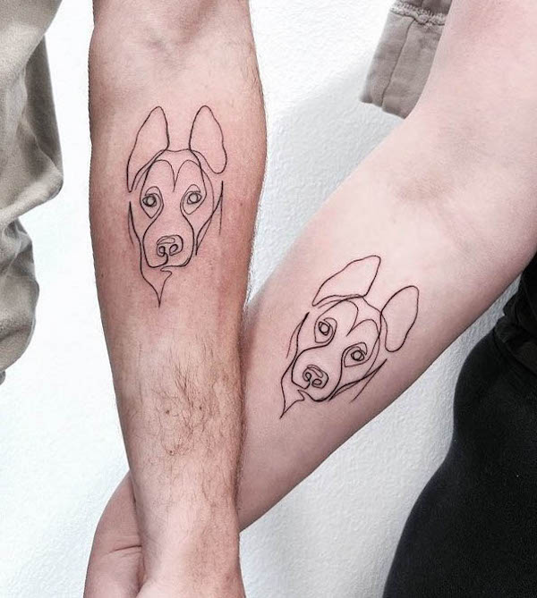 Tatuajes de perros a juego de @tattoobyjulie