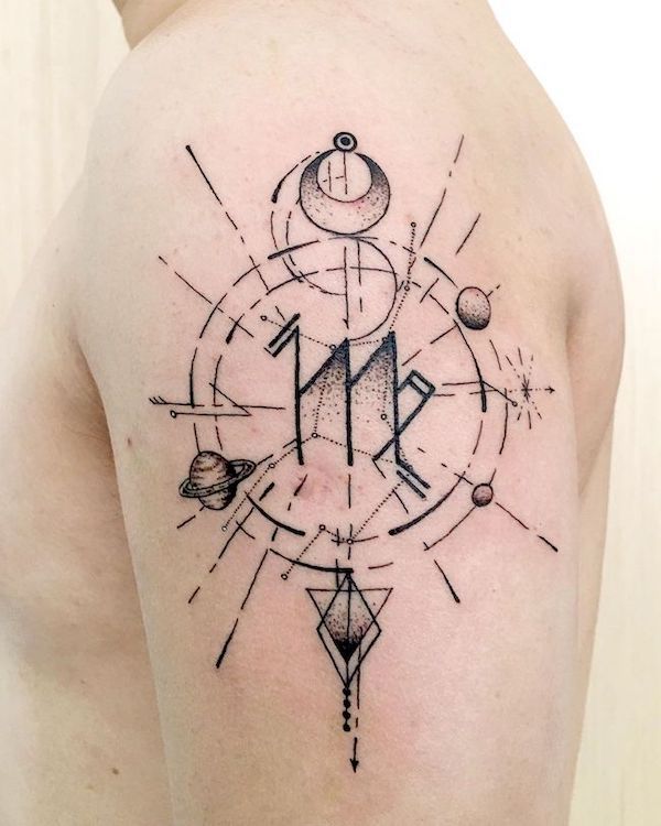 Un tatuaje de símbolo geométrico para Virgo por @mentatdooisa