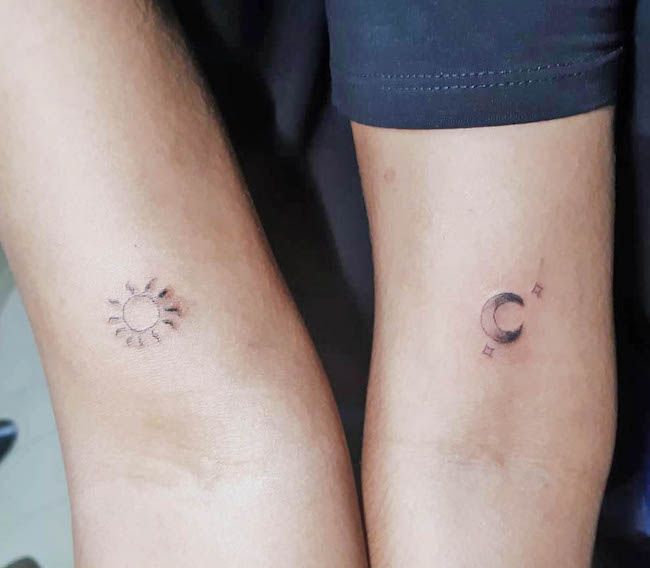 Día y noche por @jagudartte- Tatuajes minimalistas para parejas