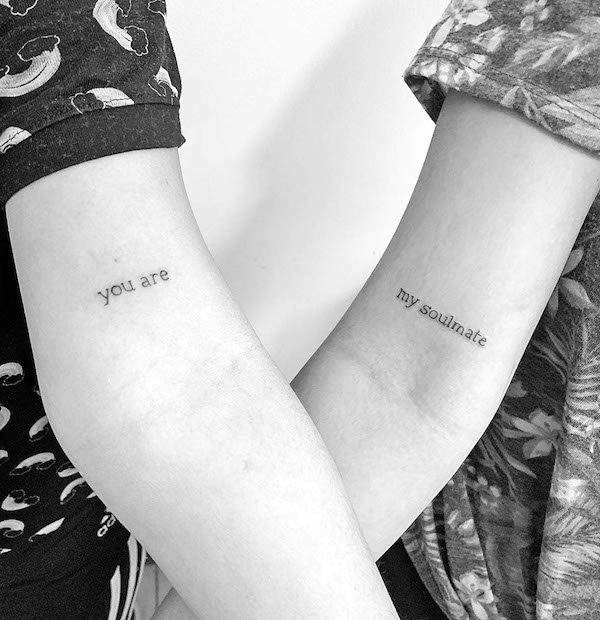 Tatuajes con la frase "Eres mi alma gemela" de @valmark.ink_