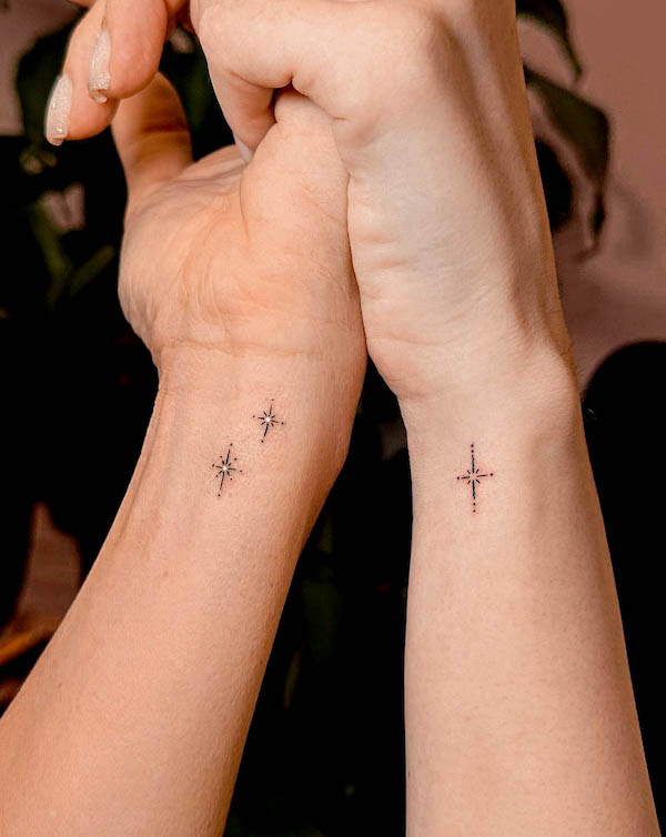 Matching star tattoos for mother daughter by @who_is_agne