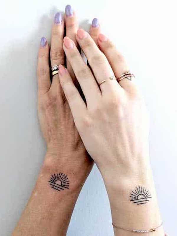 Sunrise minimalist tattoos by @mellowpokes
