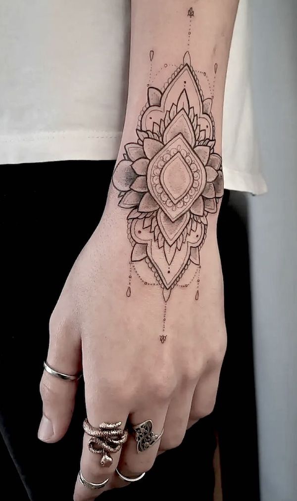 Wrist mandala tattoo by @blup_tattoo