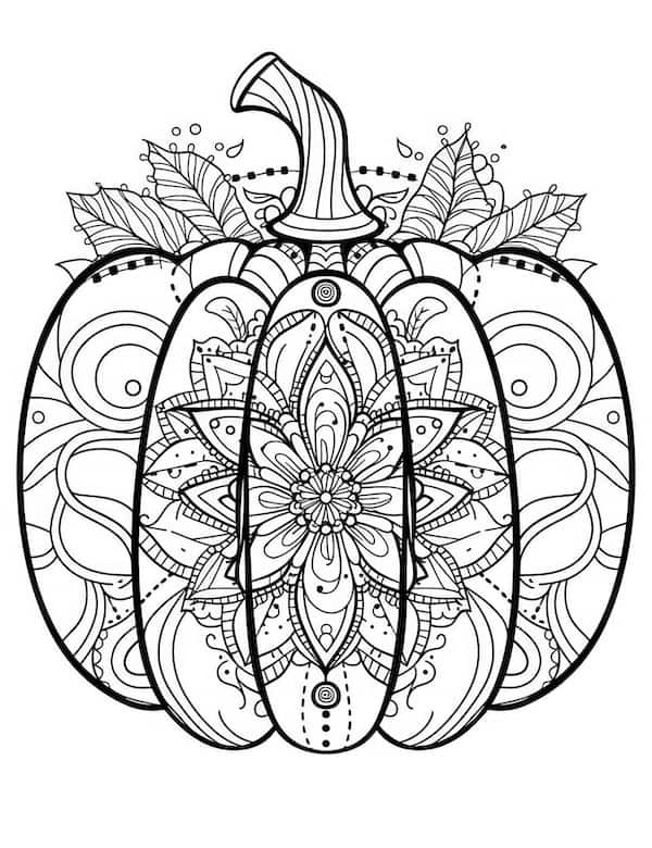 Mandala pumpkin coloring page