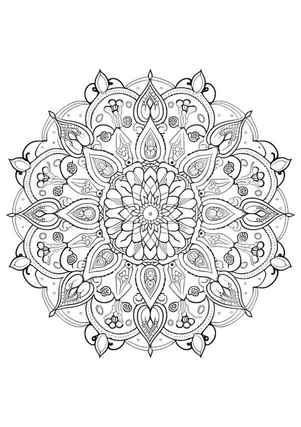 Intricate mandala coloring page for adults 4
