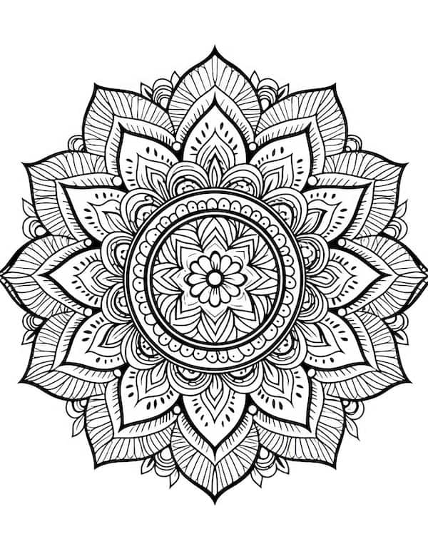 Detailed mandala coloring page for adults
