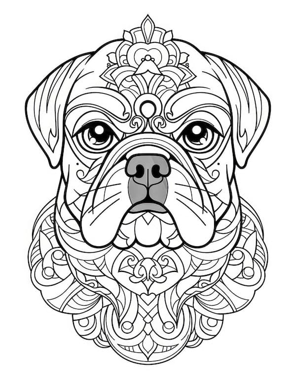 Mandala dog coloring page