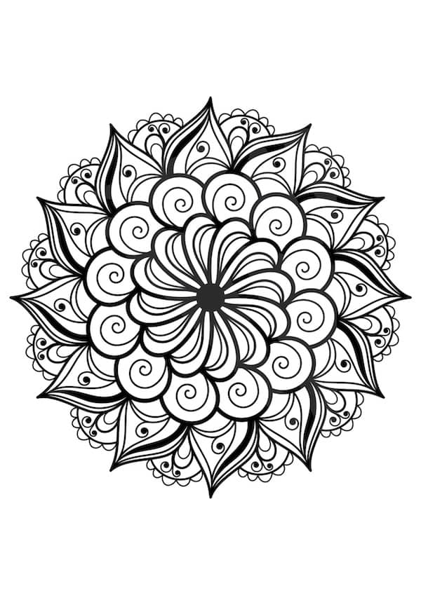 Simple swirl mandala coloring page