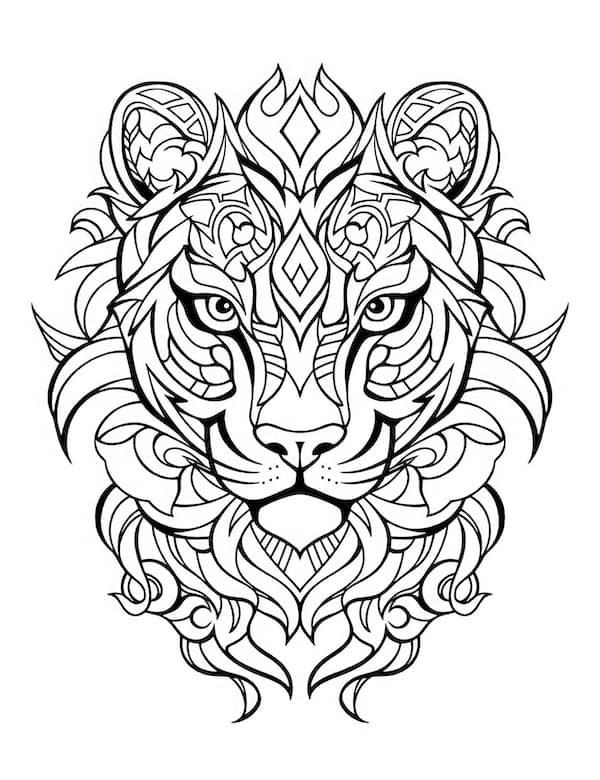 Mandala tiger coloring page