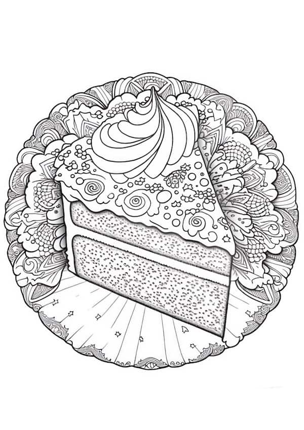 Mandala cake coloring page