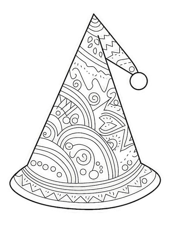 Mandala Christmas hat coloring page