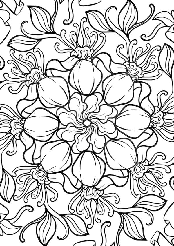 Mandala flowers coloring page