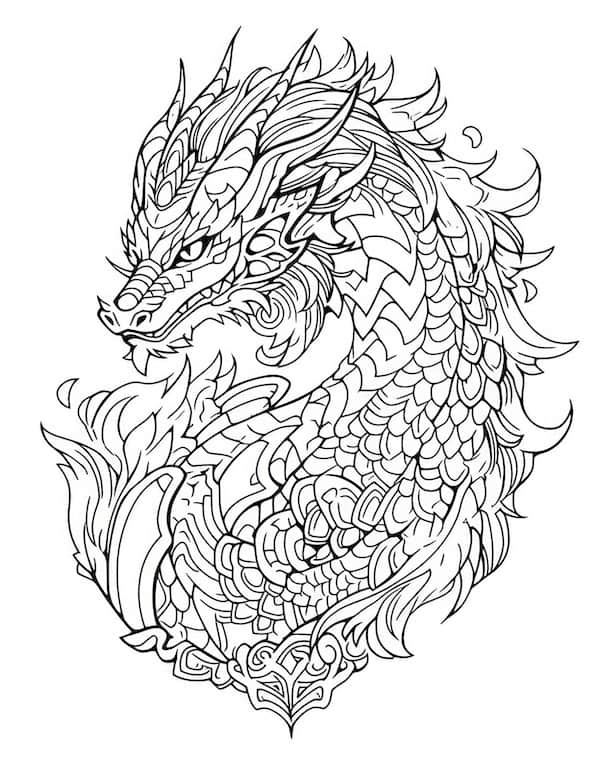 Majestic mandala dragon coloring page