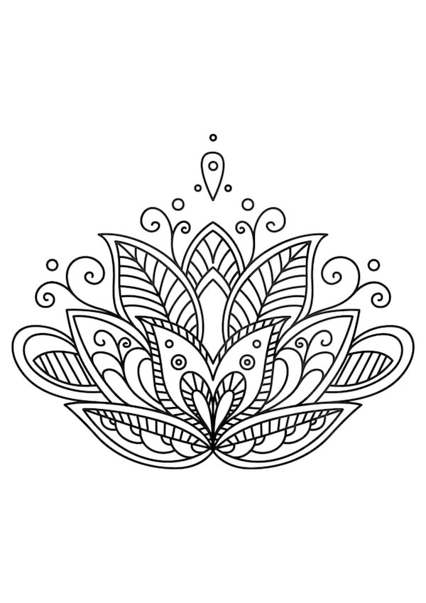 Simple mandala lotus coloring page