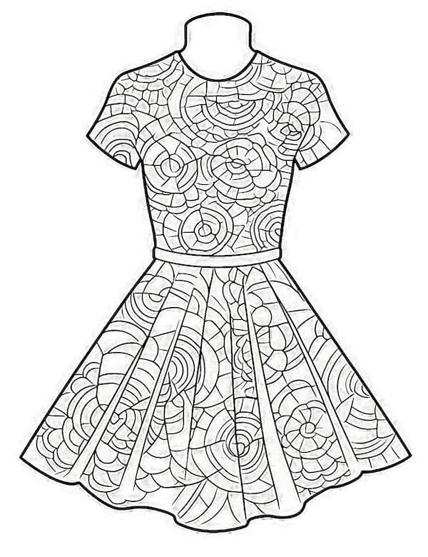 Mandala-patterned dress coloring page