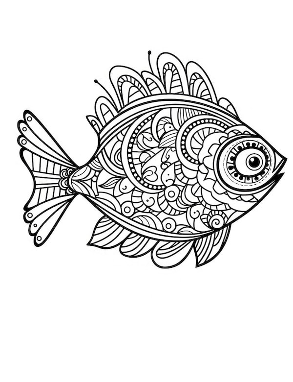 Mandala fish coloring page