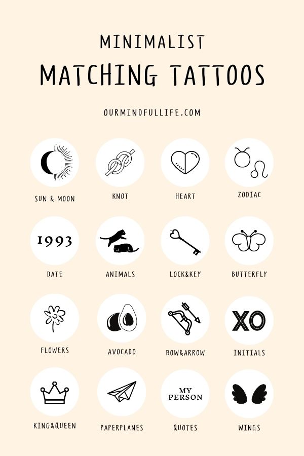 Elementos de tatuajes minimalistas a juego