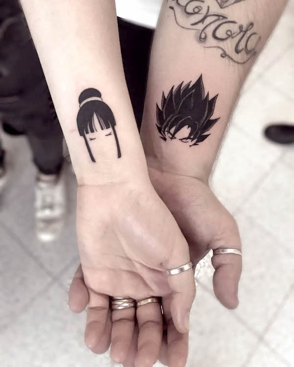 Tatuajes de pareja de Dragon Ball por @jessica.besaly