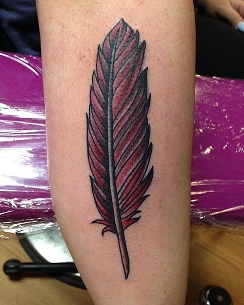 Cardinal Feather Tattoo