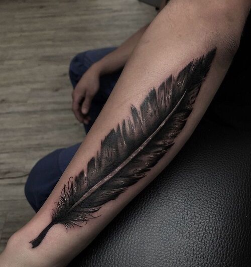 Realistic Feather Tattoo