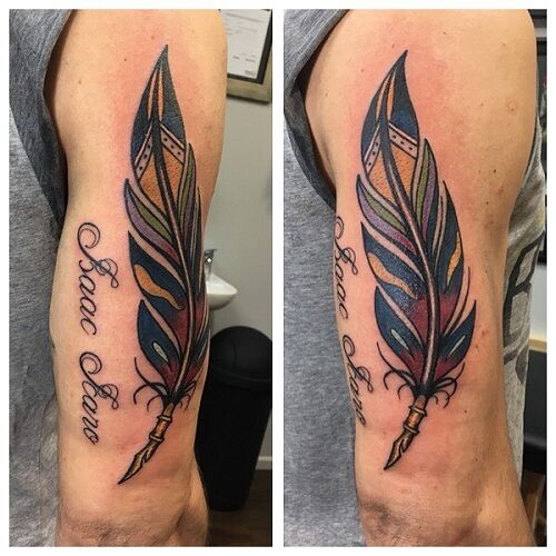 Feather with Name Tattoo
