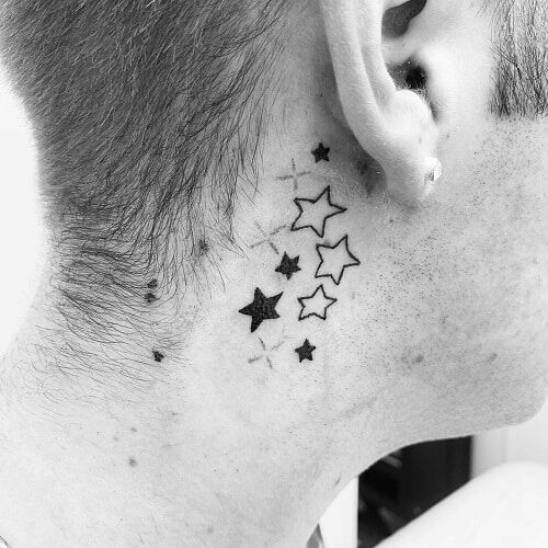 Star Behind Ear Tattoo