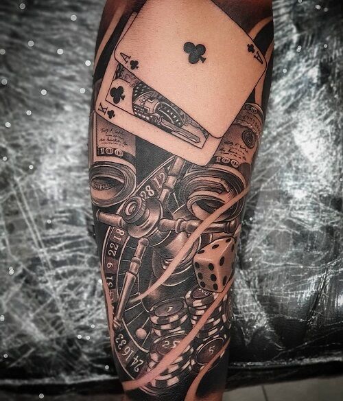 Ace Card Tattoo with Poker Chip