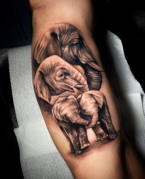 Tatuaje De Familia De Elefantes